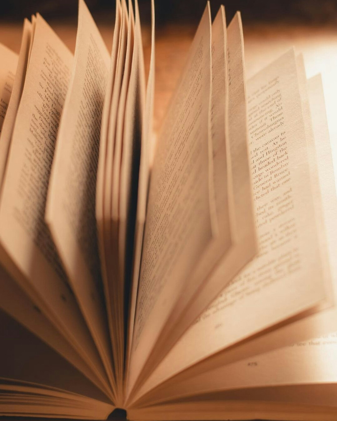 Open book with pages lit by warm light